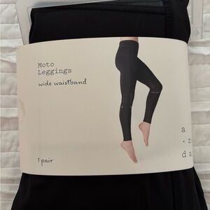 Black Moto Leggings with Wide Waistband - Brand new, never opened Size M